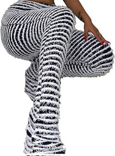 Black White Stripped Stacked pants